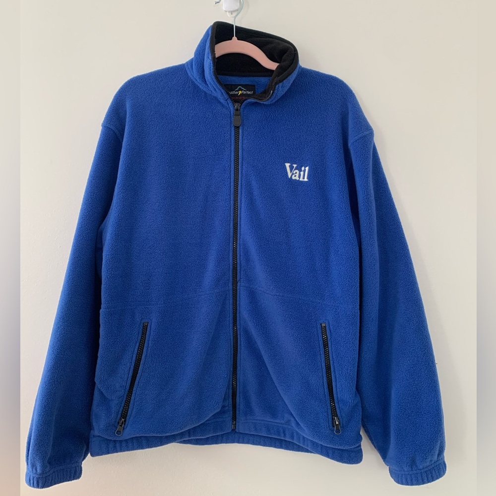Vintage Vail Fleece Zip Up Ski Gear Weather Perfect Blue Men’s Size Medium